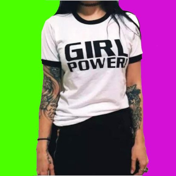 Girl Power Ringer Tee 90s Y2k Vintage Style - Picture 8 of 8